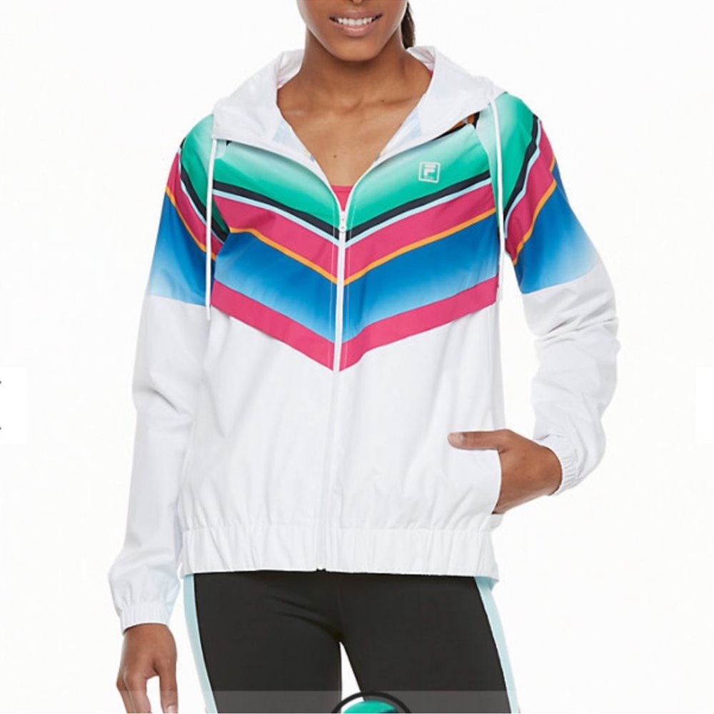 Fila Sport Raglan Windbreaker Jacket White Medium
